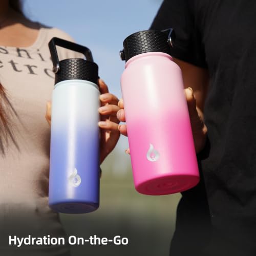 BJPKPK 22oz Insulated Water Bottle with Straw Lid, Stainless Steel Bottle - color: Cherry, size: 22 Ounces