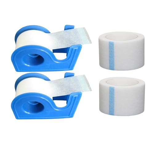 2 Rolls Surgical Medical Tape with Dispenser – 1 Inch x 10 Yard Paper Tape Medical, Micropore Tape for Wound Care, First Aid Tape for Sensitive Skin
