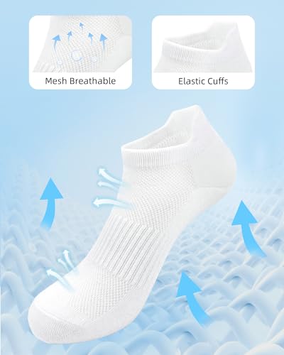 SIXDAYSOX Ankle Socks for Women Thin Breathable Cotton No Show Socks Womens - color: 5 Pairs-2 Black+3 White, size: 9-11
