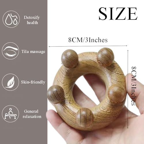 OULIGET Wood Therapy Abdominal Massage Tools,Lymphatic Drainage Massager, Body Sculpting Scraping Tools for Muscle Pain Relief, Anti Cellulite, Body Contouring and Shaping - style: Five Ball Massager