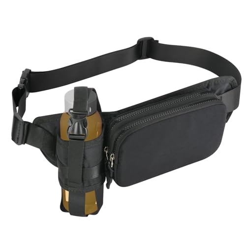 Fanny Pack Waist Bag with Water Bottle Holder, Adjustable Waist Pack Belt Pouch with Multiple Pockets for Outdoor Running Walking Hiking Camping Fishing Travel & Daily Carrying Accessories