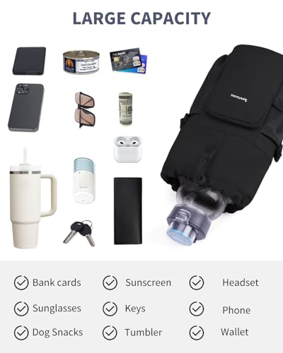 sportsnew Large Water Bottle Bag for 32/40/64oz Cup & Tumbler,Crossbody Insulated Cup Sleeve Bottle Holder Carrier with Strap - color: Black