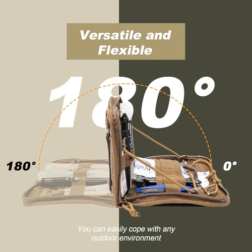 TSPRO Tactical Admin Pouch MOLLE, Clamshell EDC Organizer, Small Tool Pouch - color: Khaki