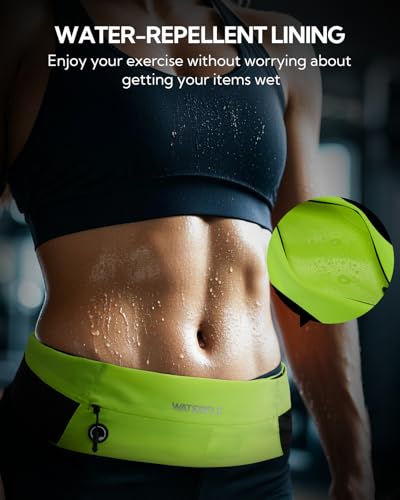 WATERFLY Running Belt Fanny Pack: Slim Lightweight Waist Bag for Runners - color: Fluorescent Green