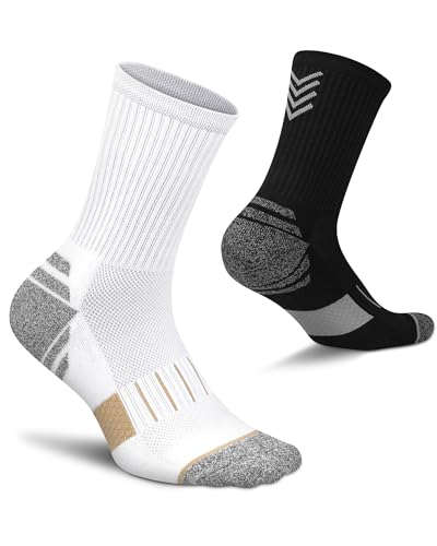 Crew Socks for Women Cushioned Athletic Running Hiking Compression 5 Pairs - color: 6 Pairs Crew Socks Womens, size: 6-8