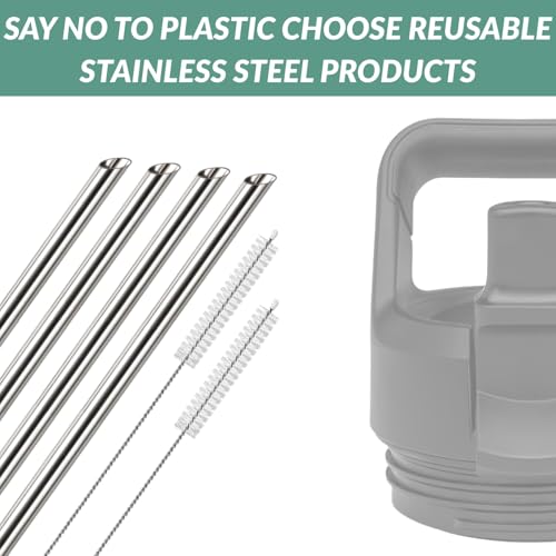 4PCS Replacement Metal Straw for YETI Rambler Jr. Water Bottle, Reusable Stainless Steel Replacement Straws with 2PCS Cleaning Brushes Compatible with YETI Rambler Jr. Bottle (26oz) - size: 26oz