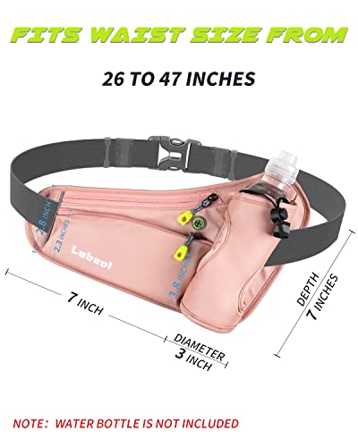 Running Belt, Waterproof Hydration Belt with Water Bottle Holder Hiking Walking Waist Pack Reflective Adjustable Fanny Pack Compatible for Phone Waistband Outdoor - color: Pink