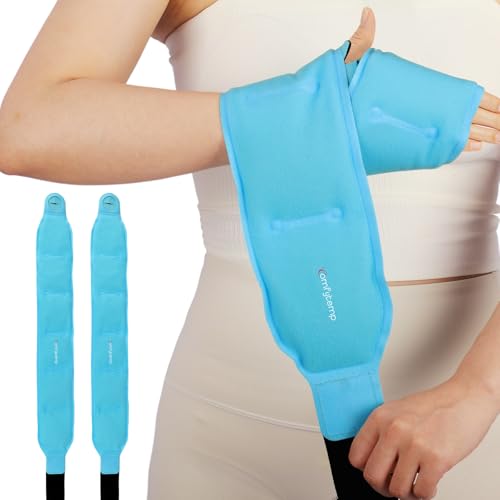 Comfytemp 24.5" Extra Long Wrist Ice Pack Wrap for Carpal Tunnel Relief, 2Packs - color: Bright Blue, size: 24.5"x4"