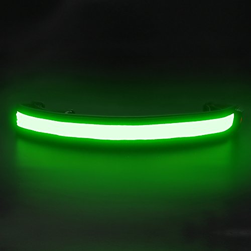 BSEEN LED Running Waist Belt - USB Rechargeable Reflective Glowing LED Waistband, Flashing Safety Light Belt for Runners, Joggers, Walkers, Pet Owners, Cyclists - color: Green