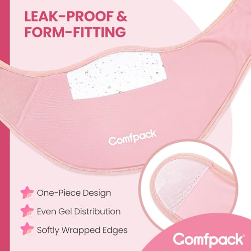 Comfpack Neck Ice Pack Wrap, Flexible Gel Neck Cooling Pack for Pain Relief, Cervical Injury Hot Cold Compression Therapy for Sport Injury, Swelling, Inflammation - color: Pink