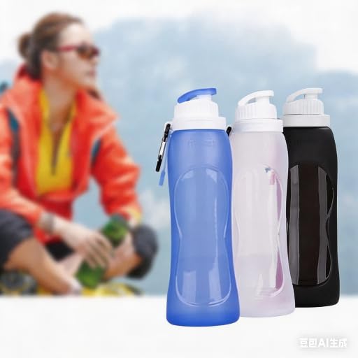 500ml TPU Collapsible Soft Flask, Folding Water Bottle for Hydration Pack Running Vest (Blue) - color: Blue