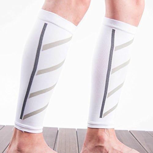 Leg Calf Compression Sleeve for Men Women Footless Sock - color: White