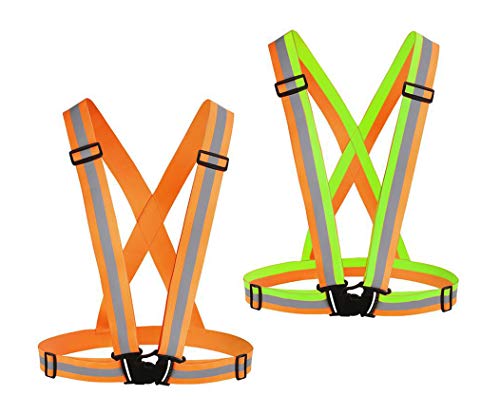Chiwo Reflective Vest Running Gear 2Pack, High Visibility Safety Vest - color: Color Ornage