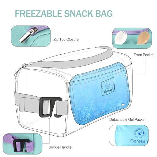 Genteen Small Cooler Bag with Ice Pack,Insulated Lunch & Snack Tote - color: Light Green