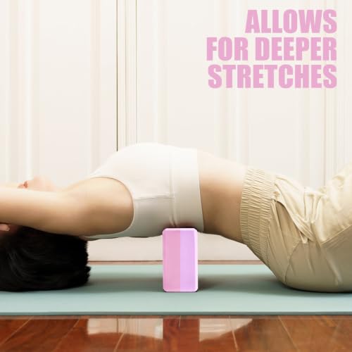 Septo 2 Pcs Yoga Blocks, 9x6x3 Inch Foam Blocks for Pilates - color: Purple-Pink
