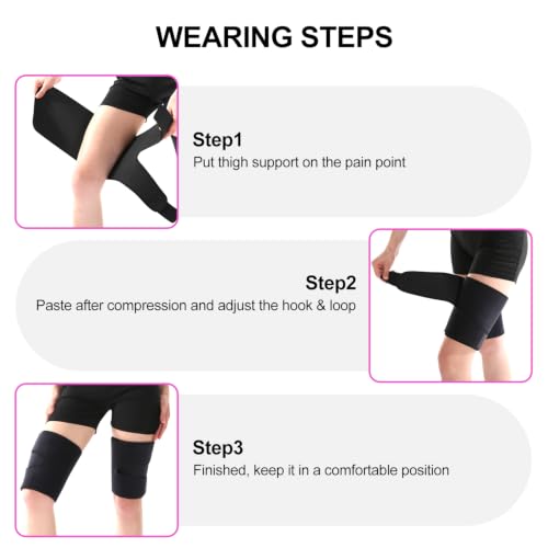 supregear Thigh Wrap Support, Hamstring Quad Wrap, L - color: Black + Fuchsia Pink, size: L