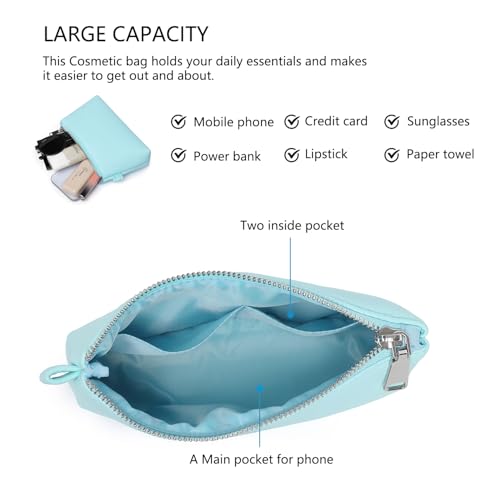 Small Makeup Bag for Purse, Leather Cosmetic (Clear Water Blue) - color: Clear Water Blue