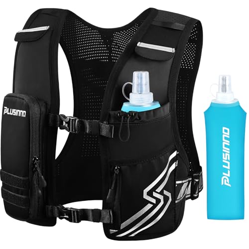 PLUSINNO Running Vest for Men Women, Runners Vest with 500ml Water Bottle - size: Medium-Large (Chest 33"-45")