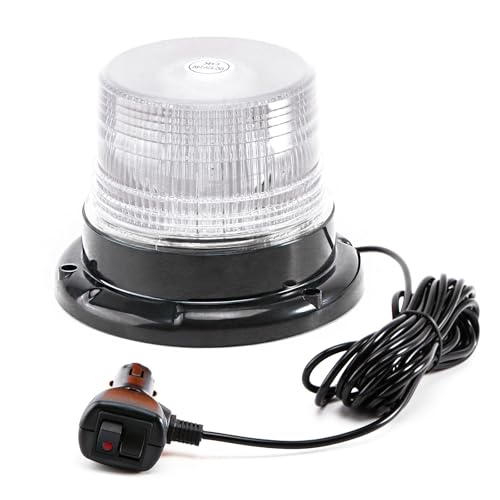 White Rooftop Beacon Strobe Lights w/Magnetic Base, 1-Pcs - color: 1× White