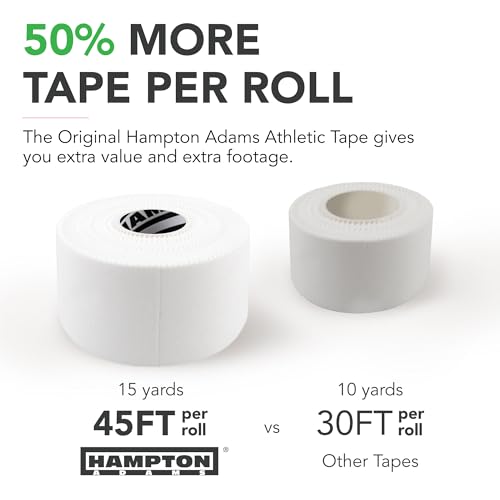 Hampton Adams Athletic Sports Tape, Very Strong, Easy Tear, No Residue - color: White (1.5 Inch)