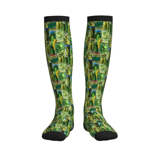 Compression Socks Women Knee High Support Circulation Stockings for Running Cycling Flying - color: Pickle