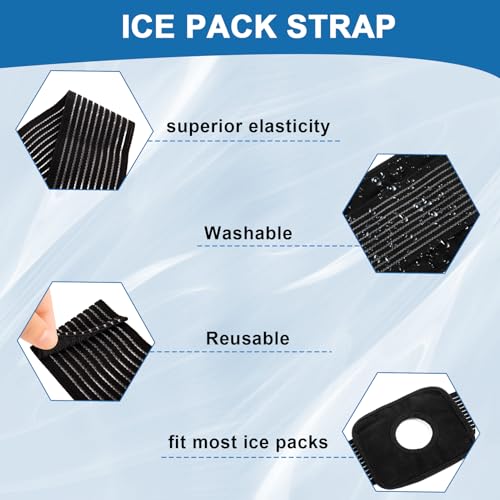4 Pcs Ice Pack Strap, Adjustable Support Wrap, Ice Pack Wrap Extender Straps, Multipurpose Elastic Hook and Loop Extension Strap, Ice Bag Strap for Wrists, Arms, Waists, Knees Ice Belt, 41 Inches