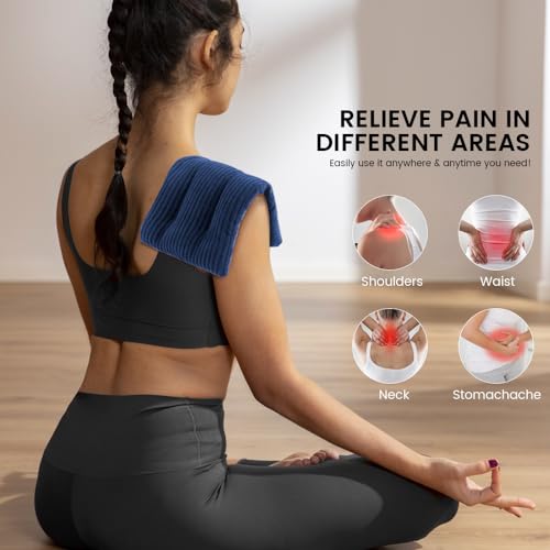 Mini Microwave Heating Pad - 2 Pack, Moist Heat Pack Pillow Warm Compress for Neck, Shoulders, Knee, Wrist, Abdomen (Dark Blue) - color: 6 X 12" Dark Blue - 2 Pack