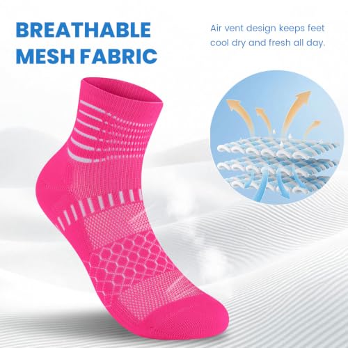 IRAMY Ankle Compression Socks Women Men Plantar Fasciitis Relief 3/5 Pairs - color: Hot Pink+white-hot Pink+purple(3 Pairs), size: Medium