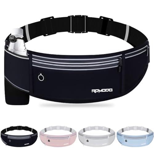 Water Resistant Running Belt with Water Bottle Holder, Black