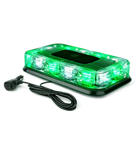 LUMENIX 12-Inch Green White LED Rooftop Strobe Beacon Light Bar - color: White Green