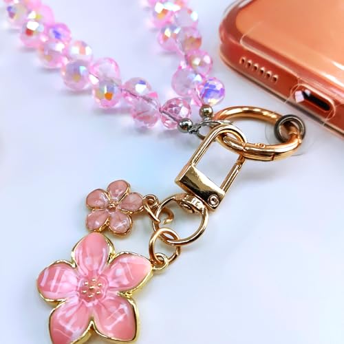C.J.M.K Beaded Phone Wristband, Lanyard Chain - color: 06-light Pink