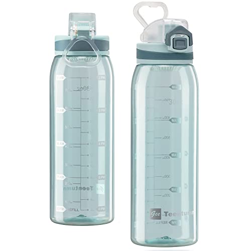 30oz Tritan Water Bottle with Time Marker, 1-Pack, Clear Green - color: Clear Green