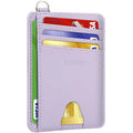 Slim Minimalist Front Pocket Wallet, RFID Blocking Credit Card Holder Wallet with Integrated D-Shackle for Men Women - color: Cowhide Violet
