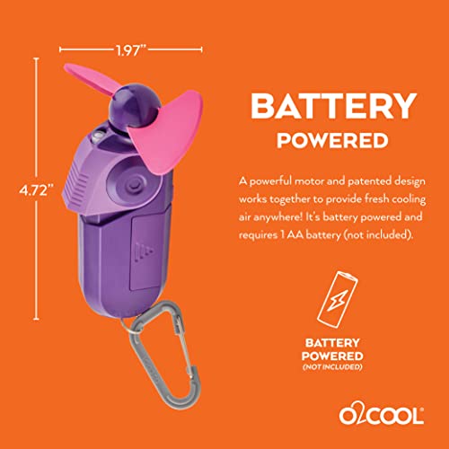 O2COOL Small Sport Misting Fan with Carabiner Clip Purple - color: Purple, size: 1 Pack
