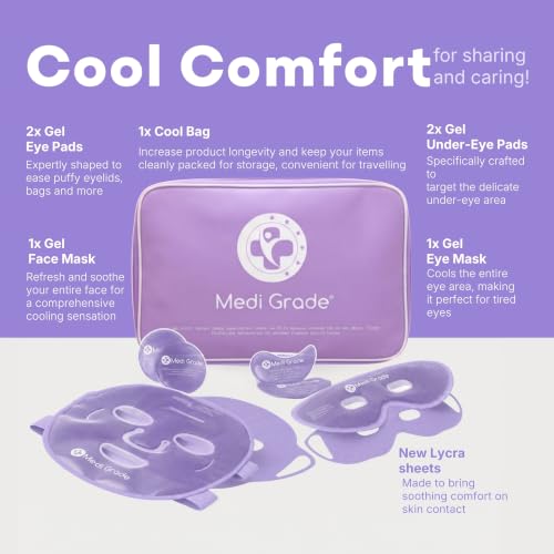 Medi Grade Face Ice Pack and Cooling Eye Mask Set, ChillGel Gel Mask Purple - color: Purple