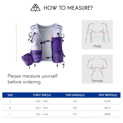 Haimont 8L Trail Running Hydration Vest with Soft Flasks - color: Purple, size: Medium
