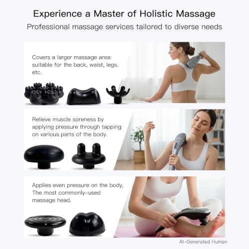 MEGAWISE Cordless Back Massager, 5 Speed Handheld Massager for Body