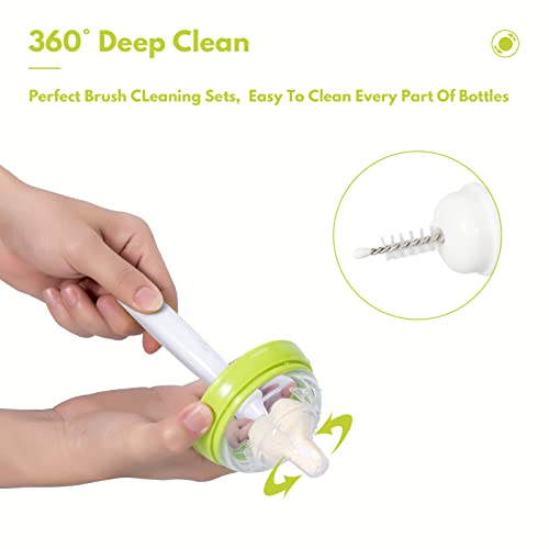 White Baby Bottle Brush Kit with Sponge Heads, Straw Cleaners & Wash Tool