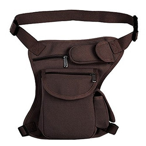 Small Multi-Purpose Drop Waist Leg Bag Canvas Utility Tactical Hip Molle Pack Sport Camping Hiking Motorcycle Racing Thigh Pouch Coffee - color: Coffee