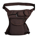 Small Multi-Purpose Drop Waist Leg Bag Canvas Utility Tactical Hip Molle Pack Sport Camping Hiking Motorcycle Racing Thigh Pouch Coffee - color: Coffee