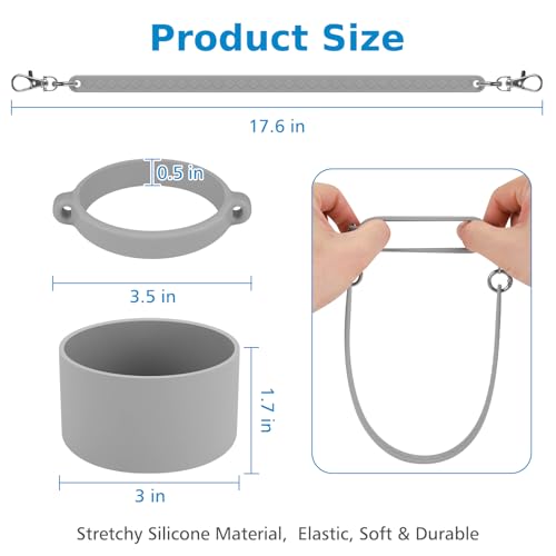Accmor Water Bottle Handle, Silicone Water Bottle Sling, Water Bottle Carrier Holder with Strap and Boot Compatible with Stanley Cup Accessories - color: gray