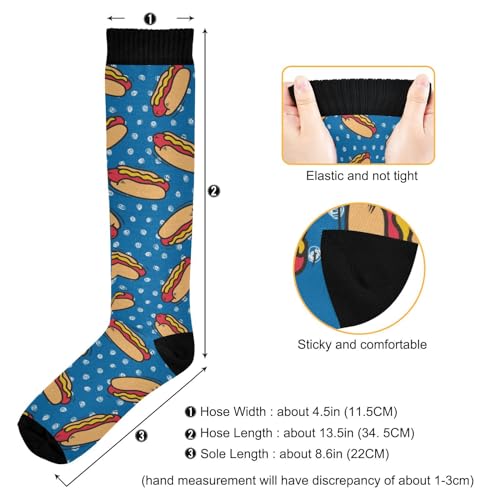 Compression Socks for Women & Men Knee High Socks - color: Cartoon Hot Dog