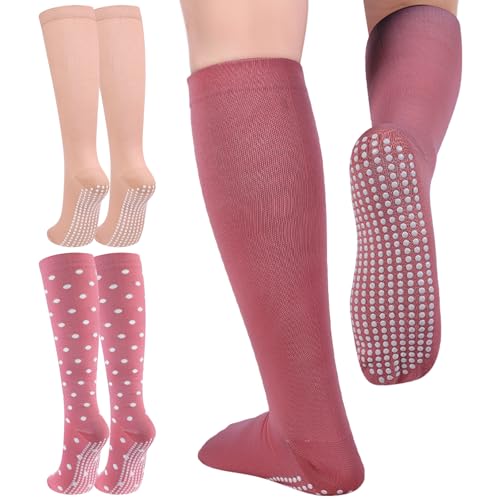 3 Pair Non Slip Compression Socks Women Men - color: Warm Tone, style: Minimalist