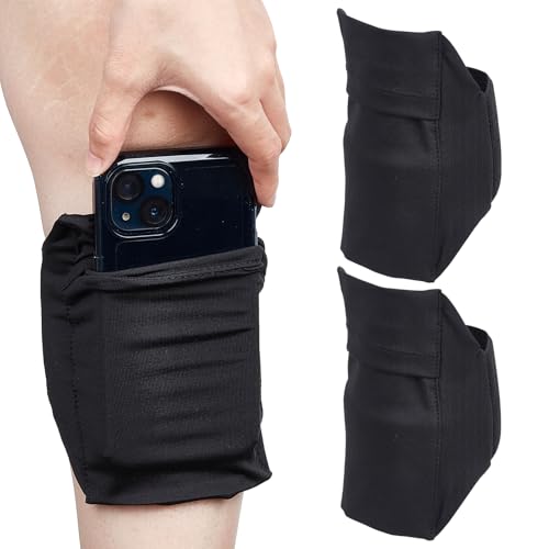 NICENEEDED 2 PCS Leg Phone Holder, Adjustable Cell Phone Leg Straps Non-Slip Ankle Mobile Phone Wallet Thigh Holder, Sport Leg and Arm Band for Running Walking Equestrian Motorcycle or Hiking