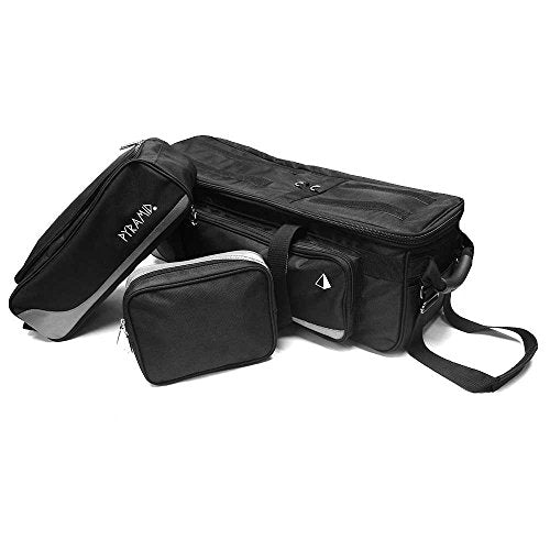 Pyramid Path Triple Tote Roller Plus Bowling Bag with Detachable Shoe Bag (Fits US Mens Size 15), Accessory and Side Pocket, Lightweight Travel Design - color: Black/Silver