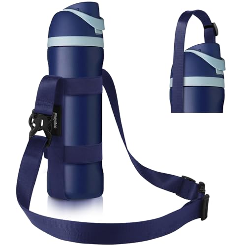 EasyAcc Water Bottle Holder Strap Sling, for Owala FreeSip 24 32 40 oz, Hydro Flask, Cirkul, Yeti, Stanley Flip, Universal Water Bottles, with Carabiner, for Walking Curise Travel (Bottle Excluded) - color: Dark Blue