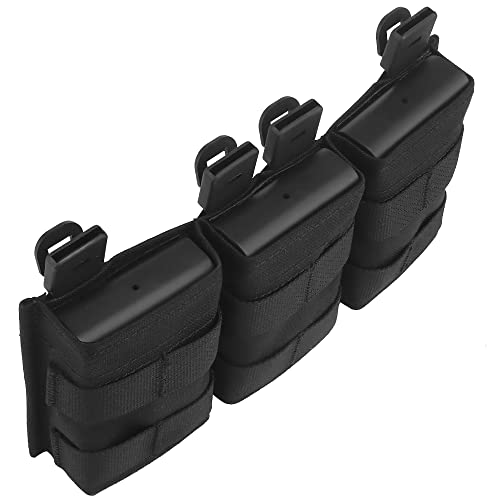 Triple Molle Mag Pouch 5.56 Tactical Open Top Magazine Holder Carrier with Quick Release Magazine Pouch Insert - color: BK