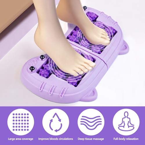 Foot Roller Massager for Plantar Fasciitis Pain Relief, Large Size Under Desk Feet Massage, Manual Acupressure Tool, Eases Pain & Cold Feet, Boosts Circulation, Split Portable & Washable，Purple