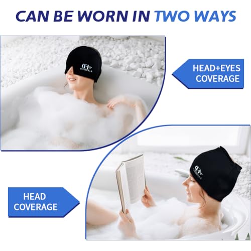 Migraine Relief Cap, Soothing Headache Ice Face Mask Products - color: Black+pink