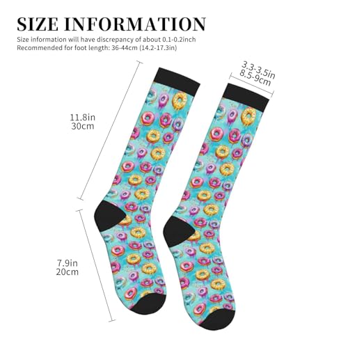 Compression Socks Knee High Circulation Support Socks For Women Men Athletic Running Hiking Travel - color: Colorful Donuts